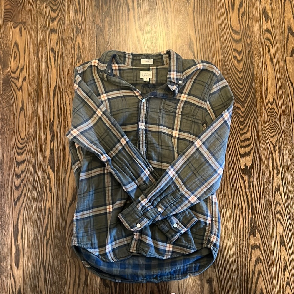J Crew Green Flannel Shirt.